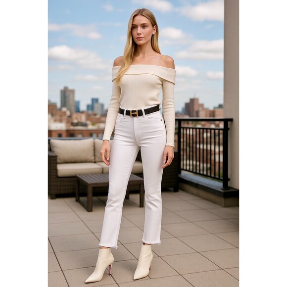 Mother Jeans The Hustler Ankle Fray Fairest of them all White 27 New With Tags - Picture 7 of 16